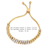 Stainless Steel Circle Bracelet with Zircon-Adjustable Size for Women