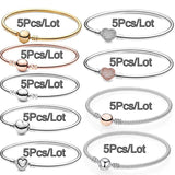 5Pcs/Lot Silver Chain Charm Bracelets 17/19/21cm Bangles Pulseras Jewelry Gift