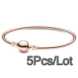5Pcs/Lot Silver Chain Charm Bracelets 17/19/21cm Bangles Pulseras Jewelry Gift