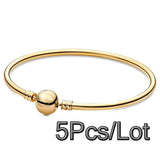 5Pcs/Lot Silver Chain Charm Bracelets 17/19/21cm Bangles Pulseras Jewelry Gift