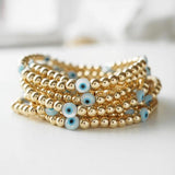 Evil Eye Bracelet Stretch Jewelry 4mm Copper Bead Pulseras