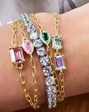 Colorful Birthstone Charm Chain Bracelet for Women