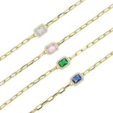 Colorful Birthstone Charm Chain Bracelet for Women