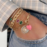 Colorful Birthstone Charm Chain Bracelet for Women