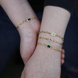 Colorful Birthstone Charm Chain Bracelet for Women