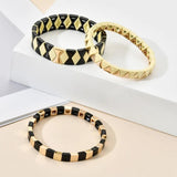 Enamel Bead Tile Friendship Bracelet Elastic Stretch