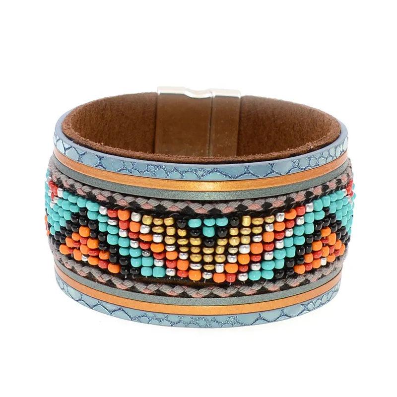 Bohemia Beaded Charm Leather Bracelet for Women