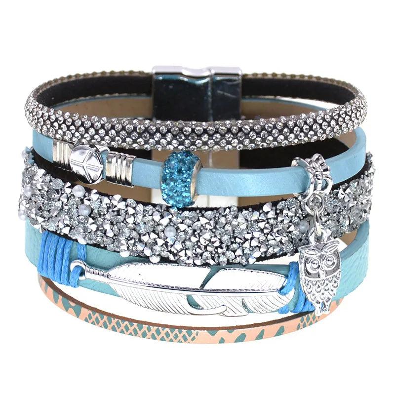 BOHO Leather Bracelets for Women Bead Charm Bracelets Female Jewelry