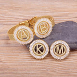 Zircon 26 A-Z Letters Watch Belt Bracelet Copper Steel Chain Bangle