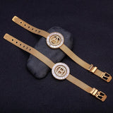 Zircon 26 A-Z Letters Watch Belt Bracelet Copper Steel Chain Bangle