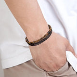 Men Bracelet Rope Steel Stone Leather Tiger Punk Jewelry Accessories