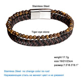 Men Bracelet Rope Steel Stone Leather Tiger Punk Jewelry Accessories