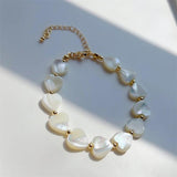 KKBEAD Natural Deep Shell Heart Bracelet Vintage Jewelry for Women