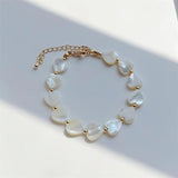KKBEAD Natural Deep Shell Heart Bracelet Vintage Jewelry for Women