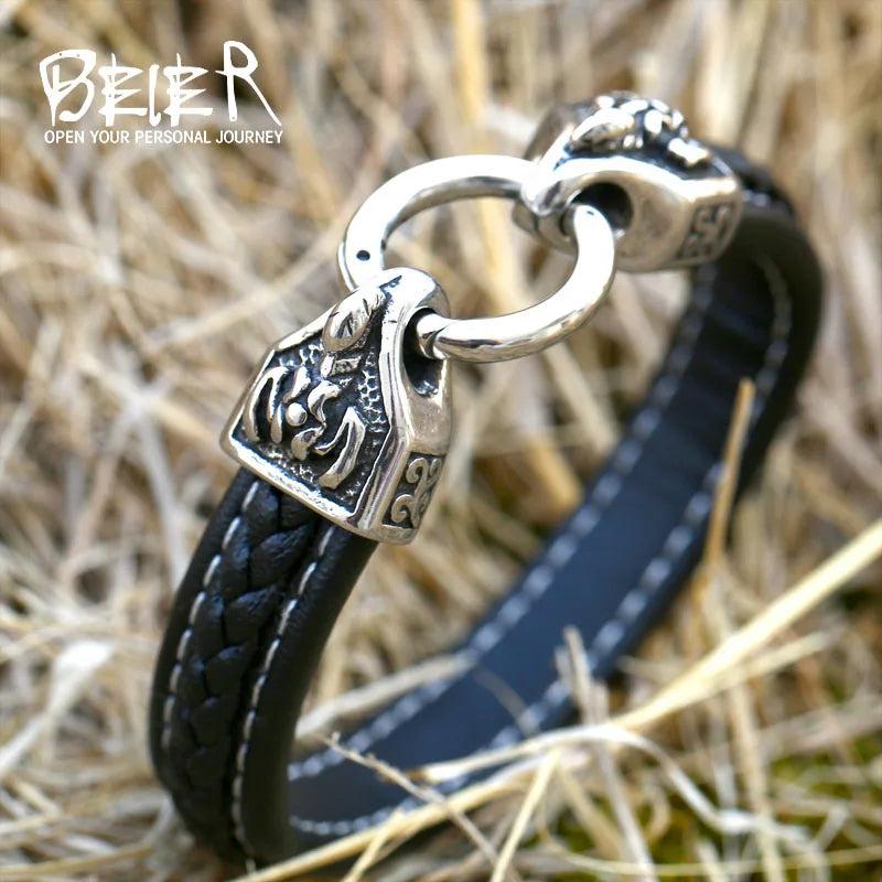 Men's High Genes Leather Bracelet Bangle Jewelry