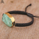 Women Amazonite Stone Charms Bracelet Boho Beads String Knotted