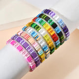 Enamel Geometric Beads Stretch Rainbow Bracelet Bangle