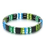Enamel Geometric Beads Stretch Rainbow Bracelet Bangle