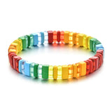 Boho Enamel Bracelets Multicolor Rainbow Elasticity Bangles