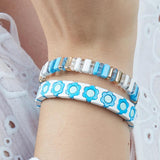 Boho Enamel Bracelets Multicolor Rainbow Elasticity Bangles