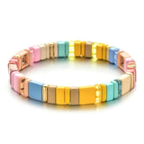 Boho Enamel Bracelets Multicolor Rainbow Elasticity Bangles