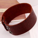 Brown Leather Wristbands Cuff Bracelet Gothic Biker Charm Bangle Vintage Jewelry