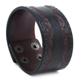 Brown Leather Wristbands Cuff Bracelet Gothic Biker Charm Bangle Vintage Jewelry