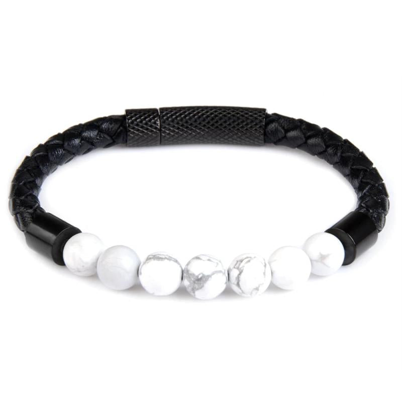 7 Chakra Stainless Steel Bracelets Natural Stone Leather