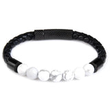 7 Chakra Stainless Steel Bracelets Natural Stone Leather