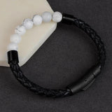 7 Chakra Stainless Steel Bracelets Natural Stone Leather
