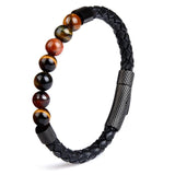 7 Chakra Stainless Steel Bracelets Natural Stone Leather