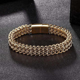Vintage Stainless Steel Male Bracelet Silver Chunky Cuban Chain Link