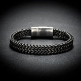 Vintage Stainless Steel Male Bracelet Silver Chunky Cuban Chain Link