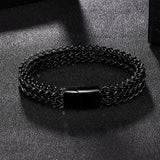Vintage Stainless Steel Male Bracelet Silver Chunky Cuban Chain Link