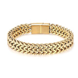 Vintage Stainless Steel Male Bracelet Silver Chunky Cuban Chain Link