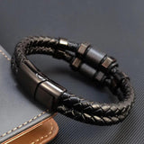 Stainless Steel Beaded Hexagon Bracelet Men's Jewelry