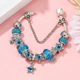 Silver Plated Charm Bracelet With Star Beads Pendant For Women DIY