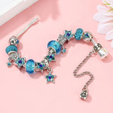 Silver Plated Charm Bracelet With Star Beads Pendant For Women DIY