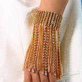 Stonefans Ins Rhinestone Tassel Bracelets Bride Wedding Hand Jewelry