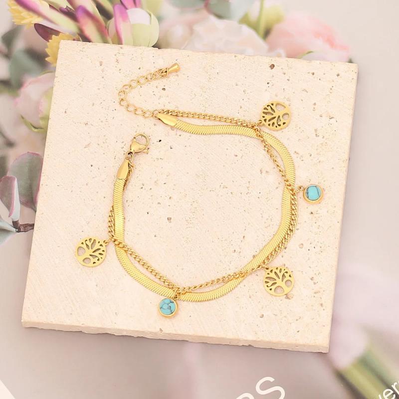Adjustable Stainless Steel Evil Eye Charm Bracelet for Women Girls Men