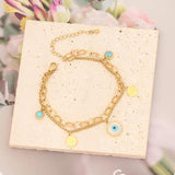 Adjustable Stainless Steel Evil Eye Charm Bracelet for Women Girls Men
