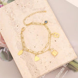 Adjustable Stainless Steel Evil Eye Charm Bracelet for Women Girls Men