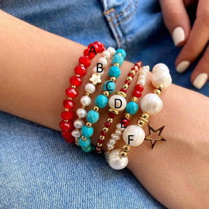 Faceted Stone Beaded Bracelet with Star Charm