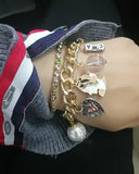 Crystal Letter Pearl Charm Bracelet for Women