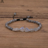 Amethyst Quartz Labradorite Stone Adjustable Bracelet