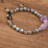 Amethyst Quartz Labradorite Stone Adjustable Bracelet