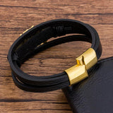 Leather Shrimp Bracelet Men Stainless Steel Magnetic Clasp Bangles