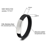 Vintage Leather Bracelets Stainless Steel Charms Jewelry