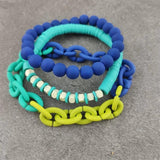 Heishi Rubber Stone Bead Shining Chain Bracelet Boho Beach