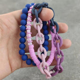 Heishi Rubber Stone Bead Shining Chain Bracelet Boho Beach